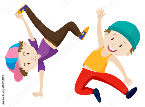 Two boys doing breakdance