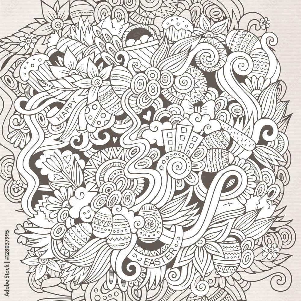 Easter vector sketch background