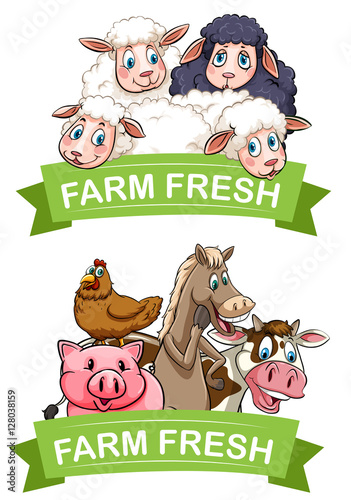 Label design with farm animals
