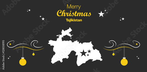 Merry Christmas illustration theme with map of Tajikistan