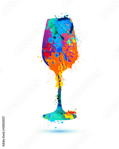 Wine glass. Vector splash paint