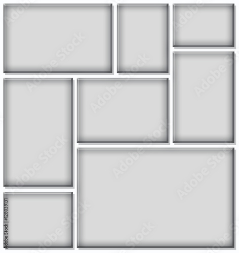 Gray frame for photo collage on white background