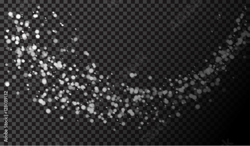 EPS10. Vector falling snow effect isolated on transparent background with blurred bokeh