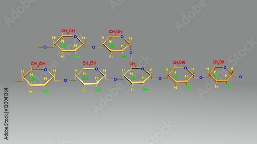 Tableau sur toile Amylopectin structure