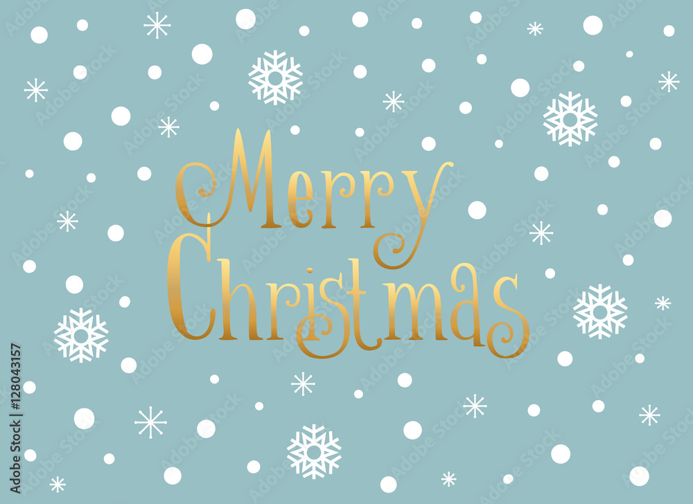 Merry Christmas card with snowflakes and snow, vector template.
