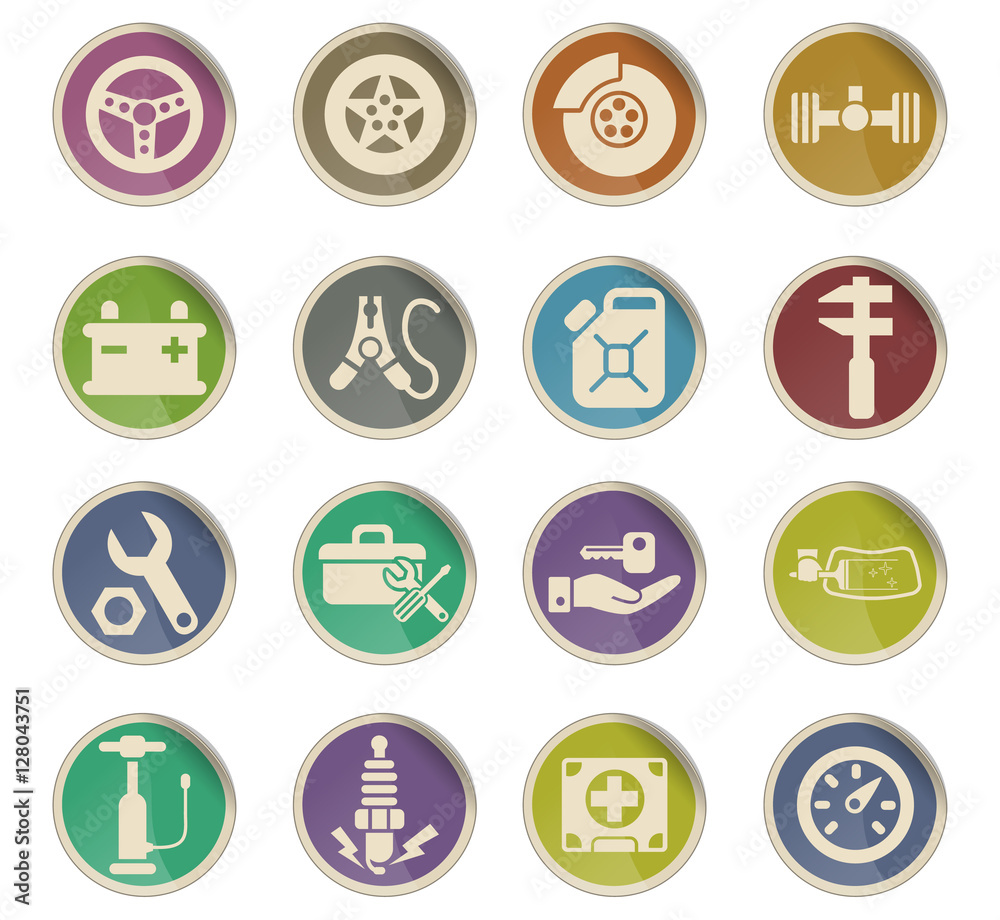 car shop icon set