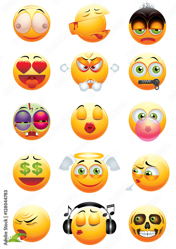 Fototapeta premium Set of funny emoticons