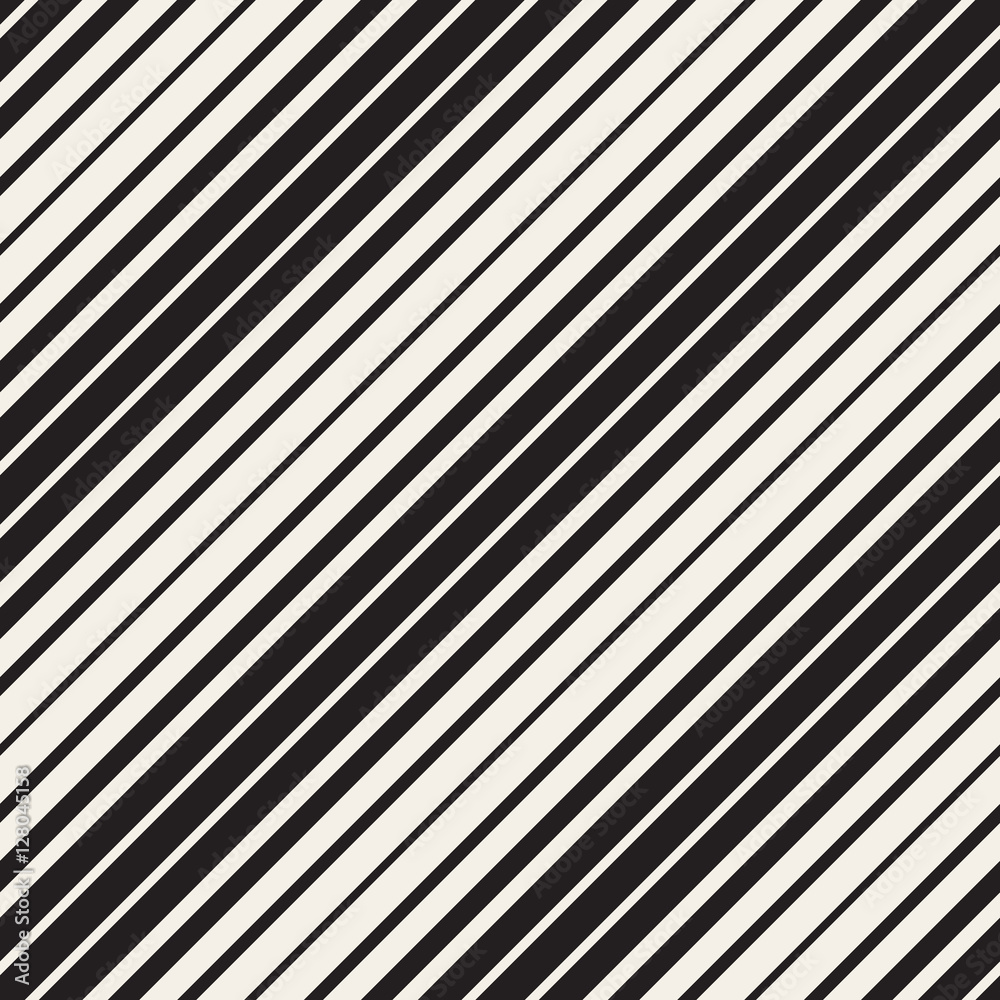 Obraz premium Vector Seamless Black and White Parallel Diagonal Stripes Pattern