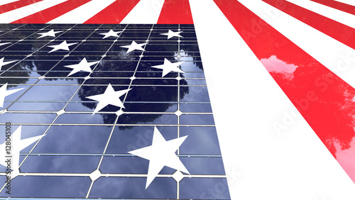 Solar Energy Concept using the United States Flag 3d Illustratio