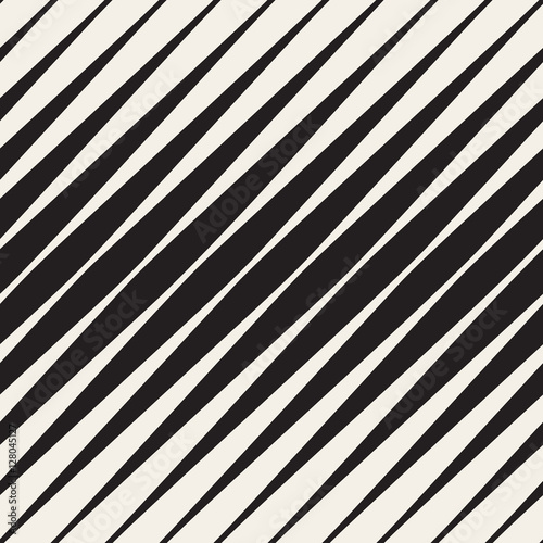 Vector Seamless Black and White Halftone Diagonal Stripes Pattern