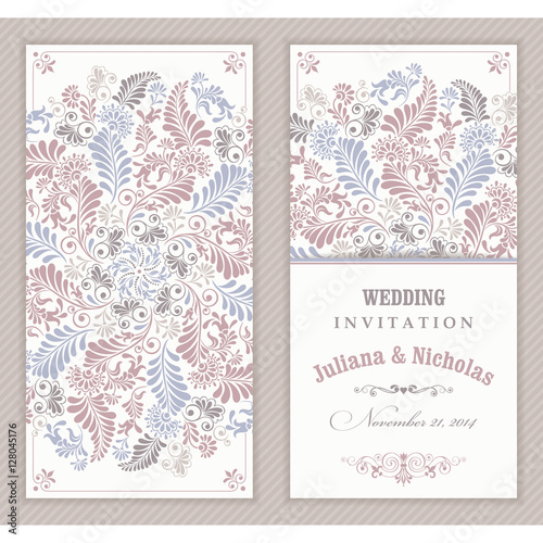 Set of 2 Wedding Invitation card Baroque