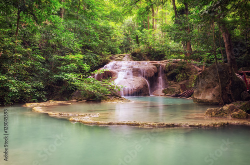Fototapeta Naklejka Na Ścianę i Meble -  Erawan Waterfalls (Thailand) fairy atmosphere