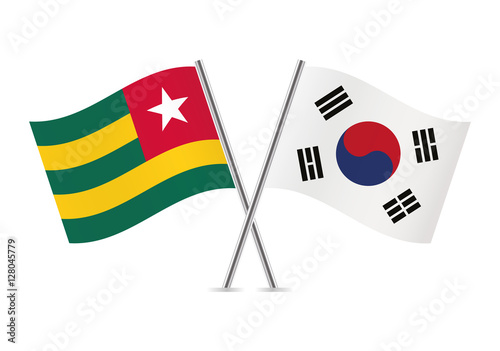 Togo and South Korea flags. Vector illustration.