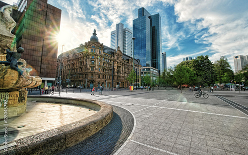 Schilderij op canvas Architecture of Untermainanlage street  in Frankfurt am Maine in Germany