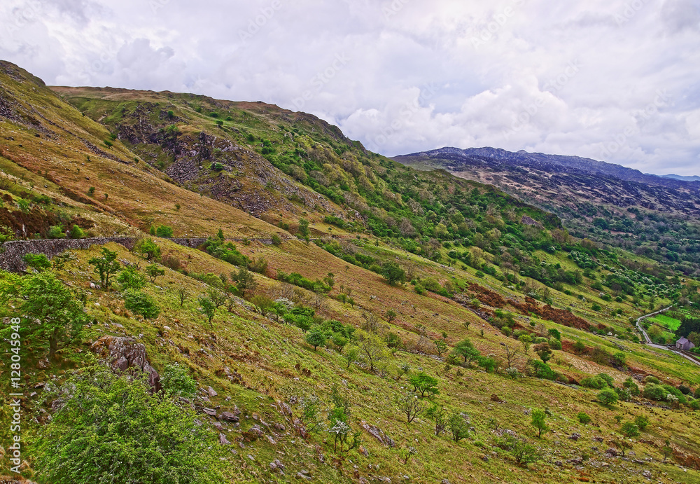 Beautiful Panoramic view on mountains Snowdonia National Park