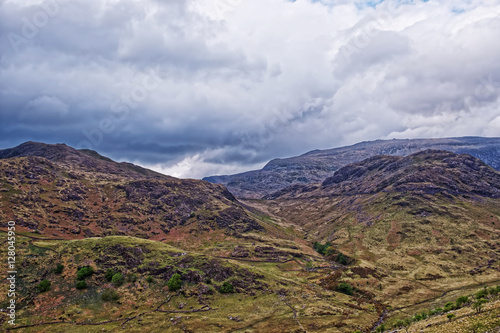 Beautiful Panoramic view to Chain of mountains Snowdonia National Park