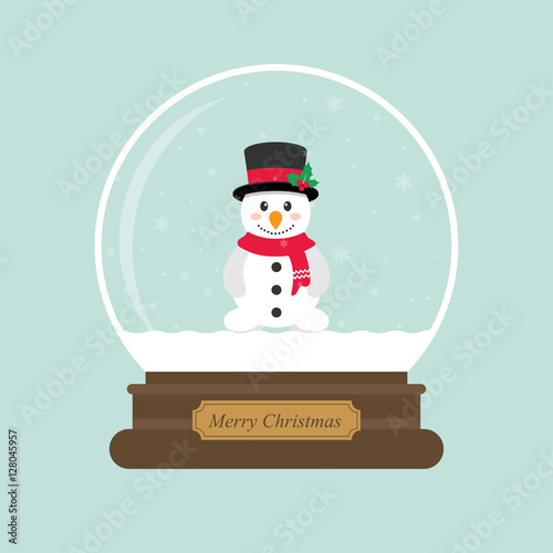 cartoon christmas snowglobe and cute snowman