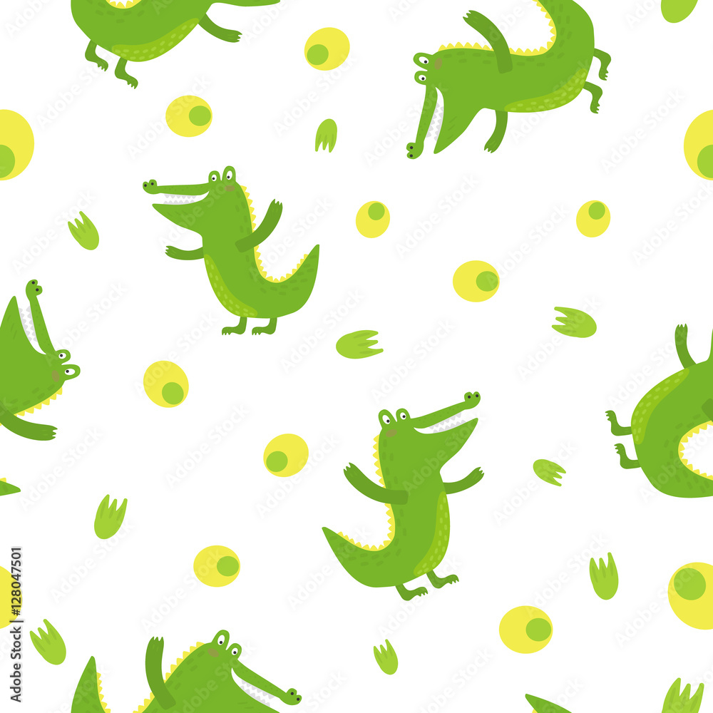 Fototapeta premium Cute crocodile in cartoon style. pattern