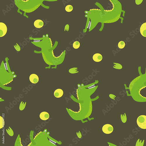 Cute crocodile in cartoon style. pattern