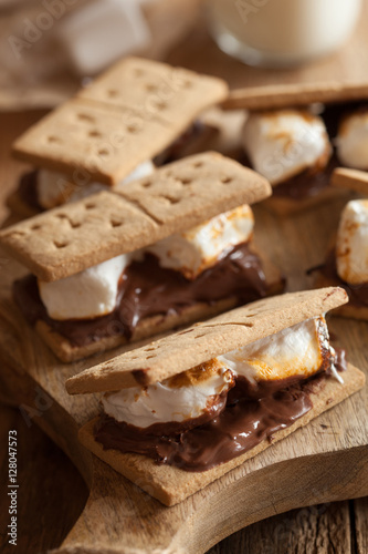 homemade marshmallow s mores with chocolate on crackers