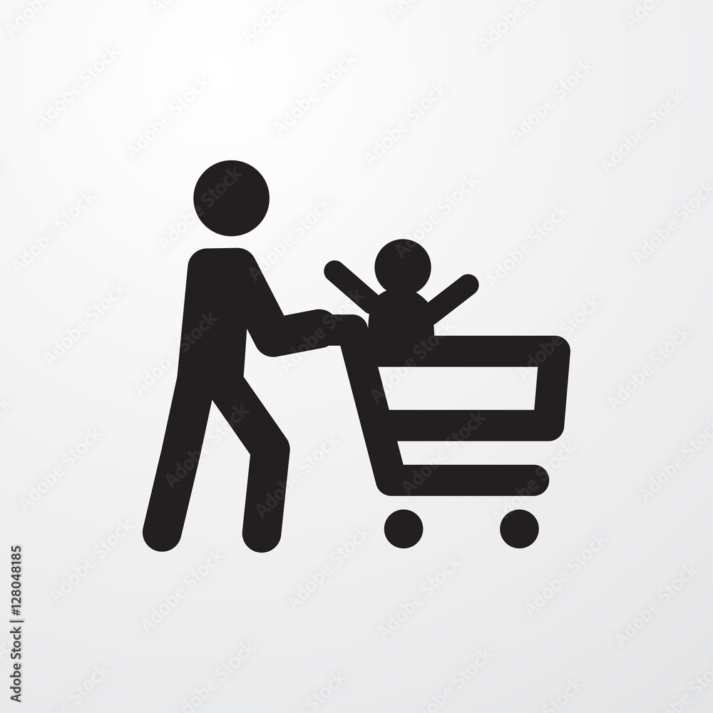 father with not in shopping cart icon illustration father with not in shopping cart icon illustration