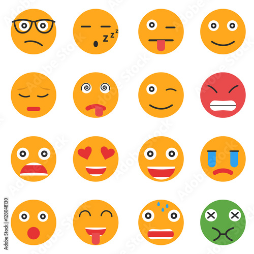 Vector creative cartoon style smiles with different emotions