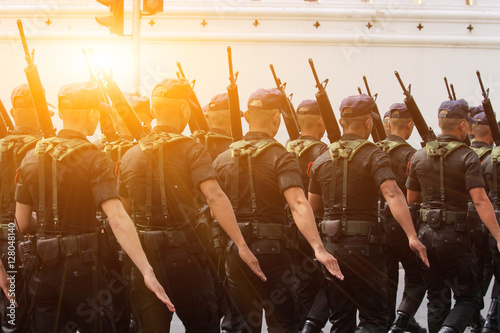 Close-uo of Military parade during the ceremonial