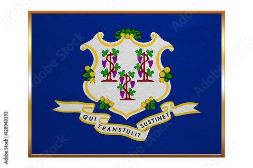 Flag of Connecticut, golden frame, fabric texture