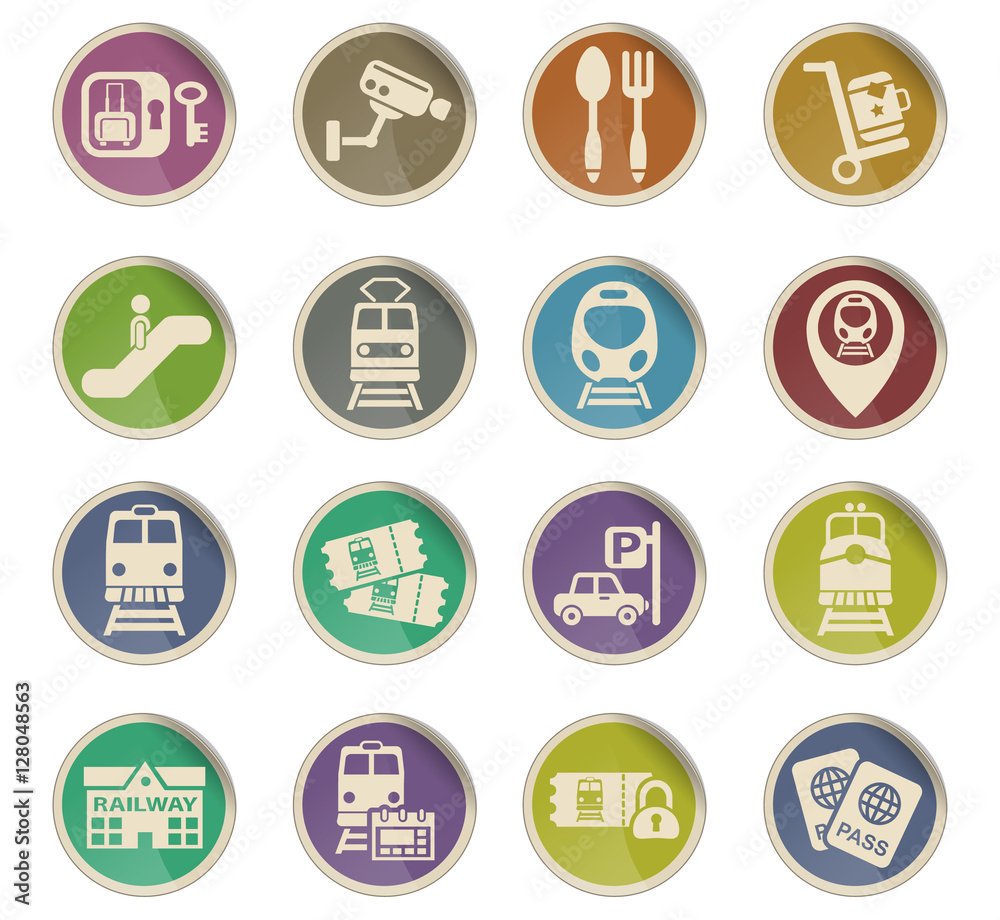 railway station icon set railway station icon set