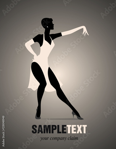 Canvas Print Elegant woman silhouette dancing retro style