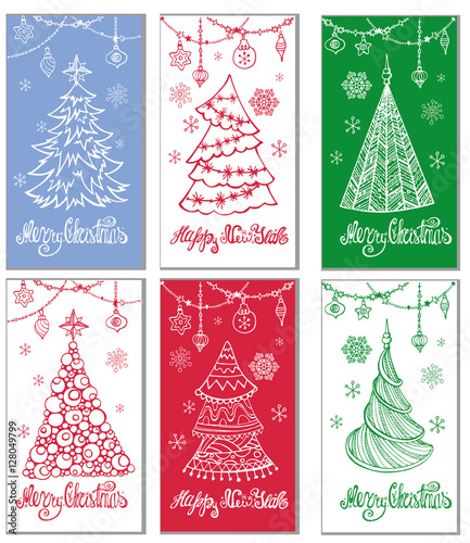 Greeting cards.Christmas tree,decorations