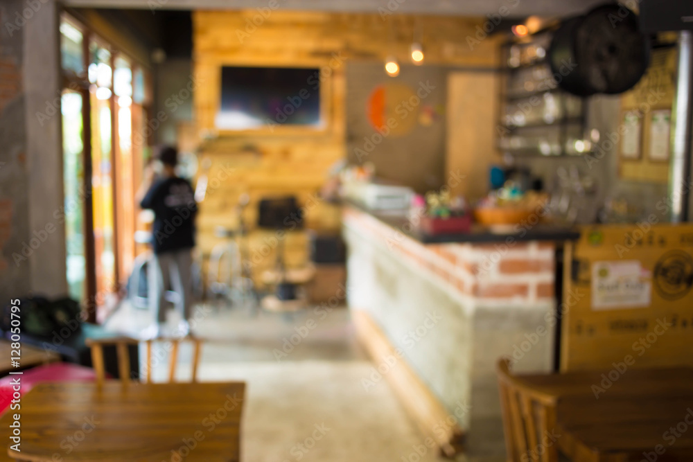 Coffee shop - cafe blurred background with bokeh image Coffee shop - cafe blurred background with bokeh image