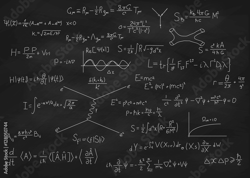 Photo Science blackboard with math