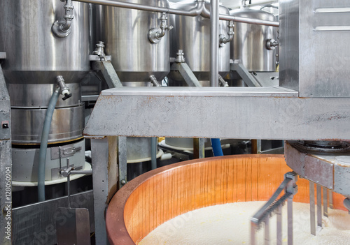 Gruyere de Comte Cheese Production at dairy of France, Franche Comte region