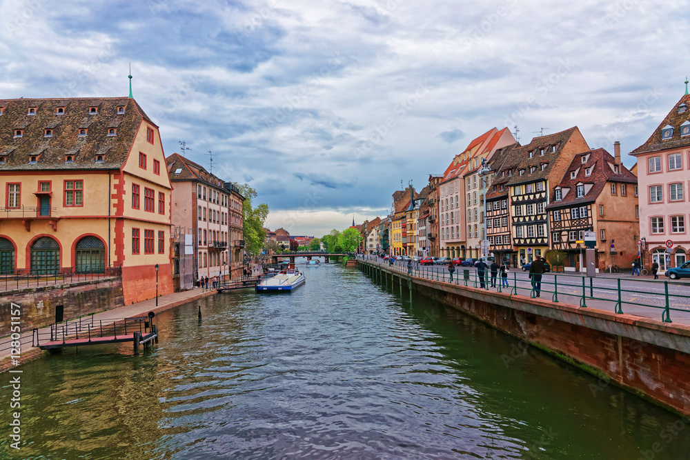 Historical Museum and Ill river in Strasbourg in France