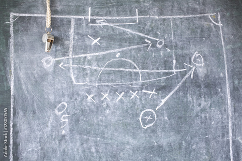Fotografija soccer or football tactical diagram for a free kick,whistle,copy space