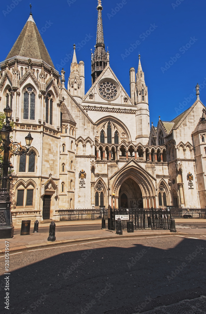 Main entrance of Royal Courts of Justice in London
