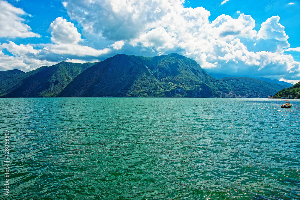 Lake Lugano in Ticino in Switzerland