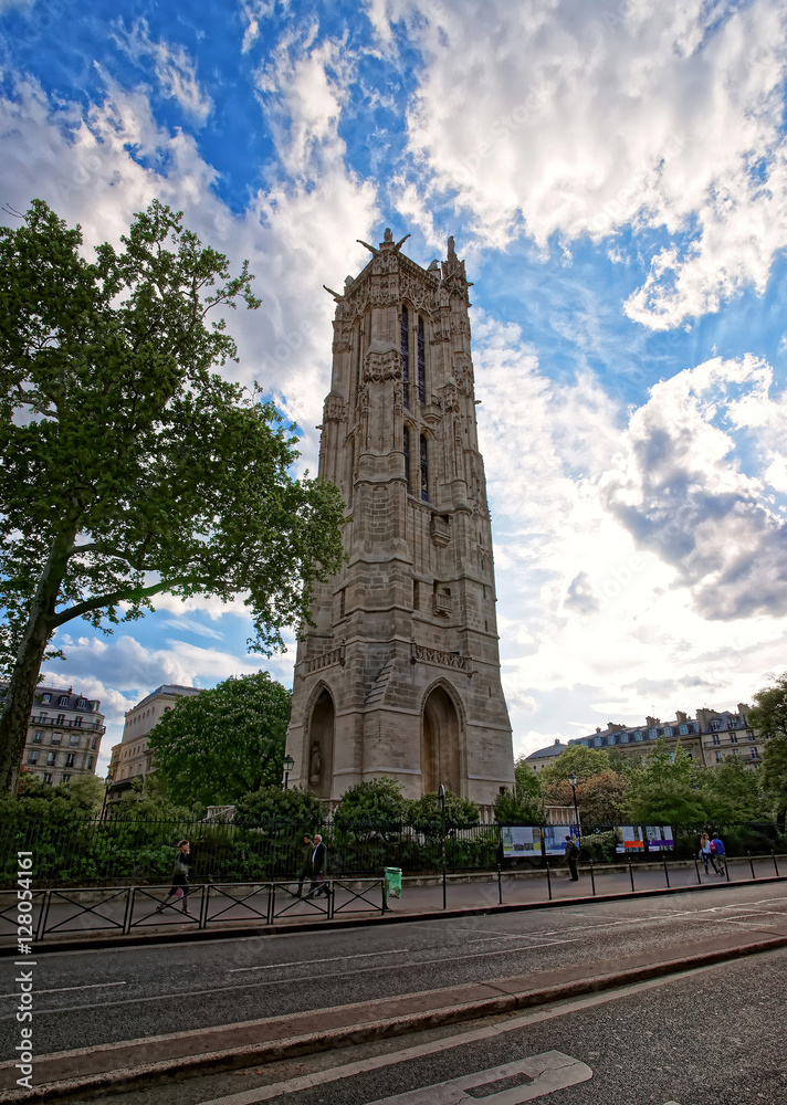 Saint Jacques Tower in Rivoli Street Paris