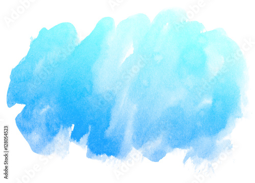  Abstract blue watercolor on white background.This is watercolor splash.It is drawn by hand.