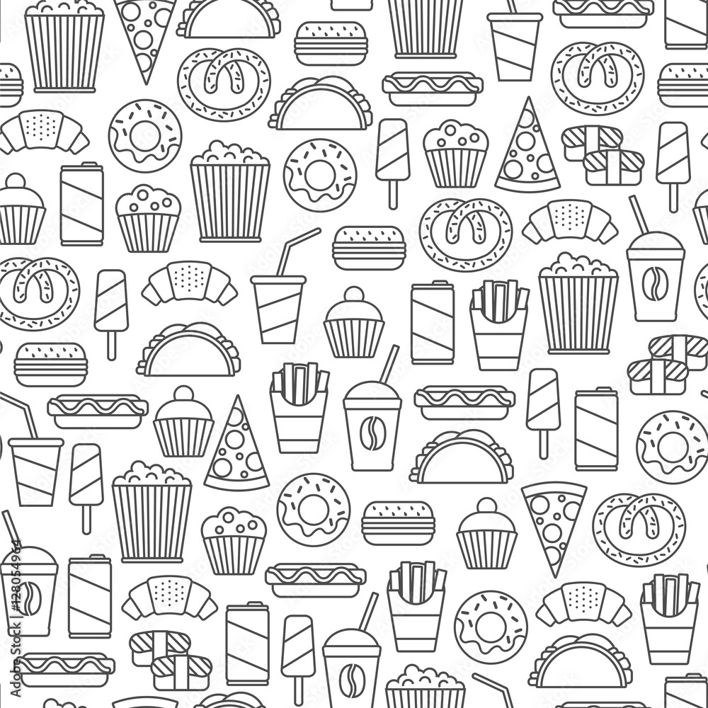 seamless pattern with fast food icons