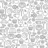 seamless pattern with sweets and desserts icons