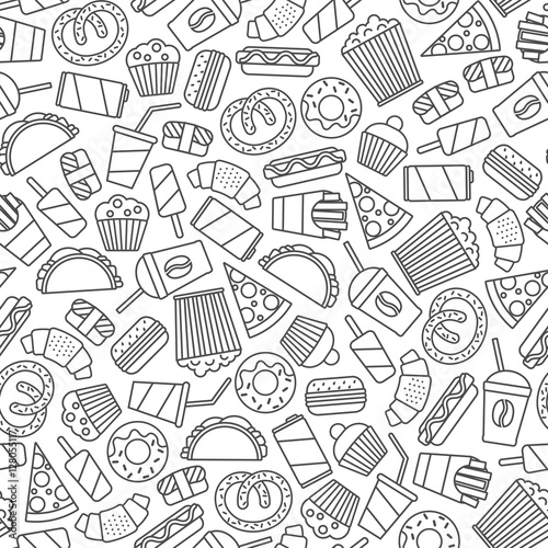 seamless pattern with fast food icons