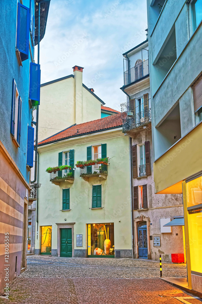 Street at city center in Locarno of Ticino Switzerland