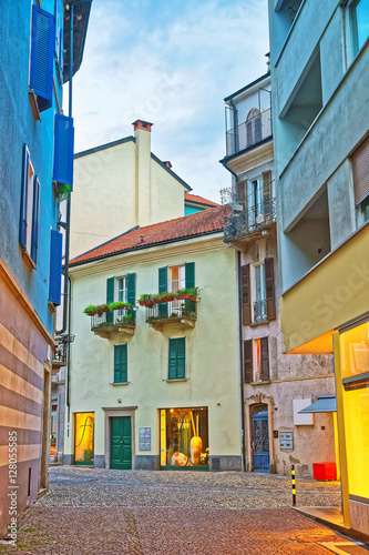 Street at city center in Locarno of Ticino Switzerland
