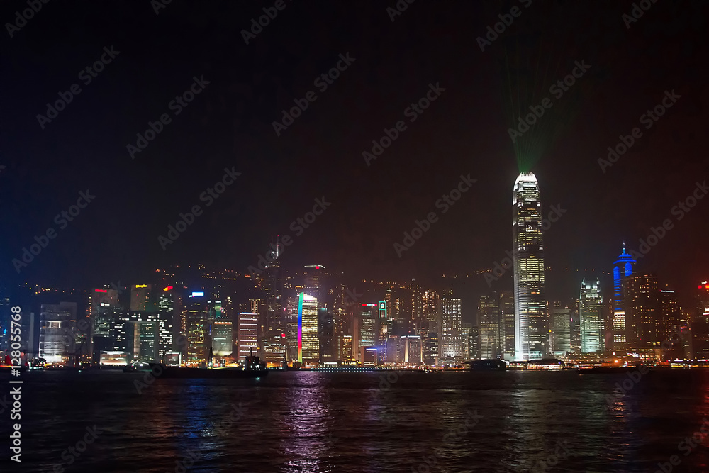 Obraz premium Symphony of Lights at Victoria Harbor in Hong Kong
