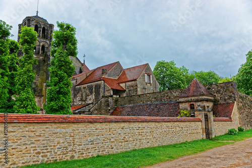 Vezelay Abbey at courtyard in Bourgogne Franche Comte in France