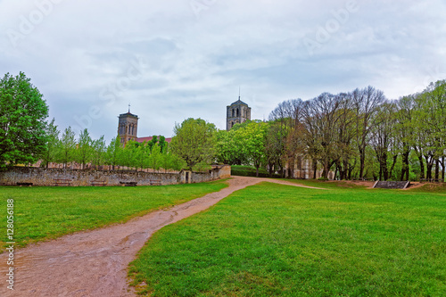 Vezelay Abbey at courtyard of Bourgogne Franche Comte in France