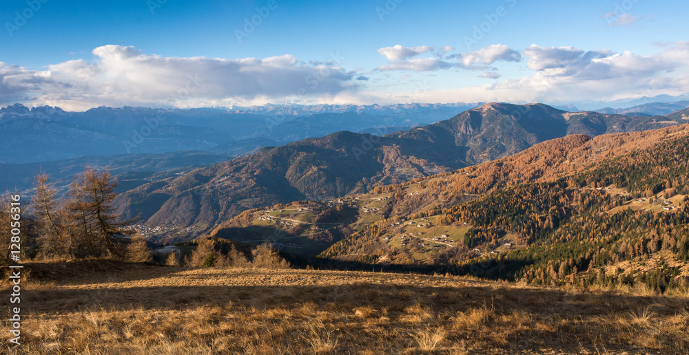 Monte Panarotta. autumn view of the mountains of Cima Panarotta, Levico Terme, Trentino Alto Adige, Italy
