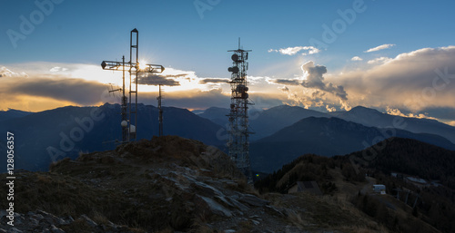Antenna for telecommunications at Cima Panarotta (m 2002), Levico Terme, Trentino South Tyrol, Italy 
